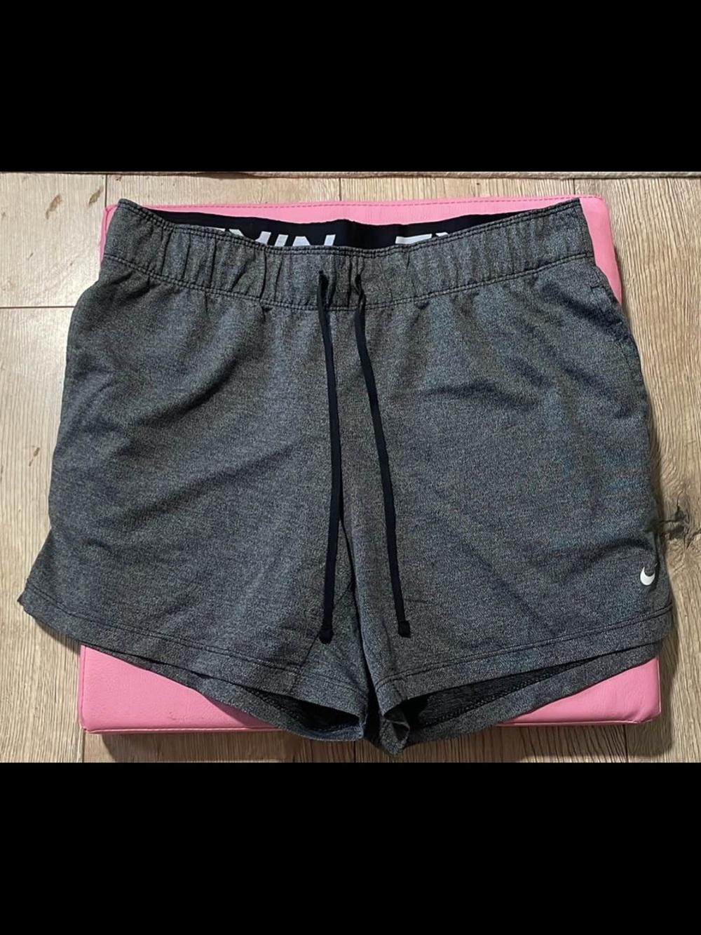Nike Women's Gray Athletic Shorts with Black Drawcord